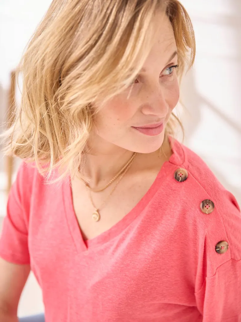 Vertbaudet Umstands-Shirt mit V-Ausschnitt, Rosa, – Produktbild 4 von 4