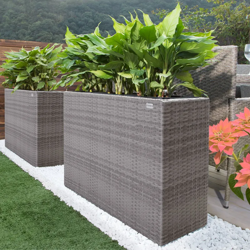 Casaria® Casaria Blumenkasten Polyrattan 4er 95x60x27cm grau – Produktbild 1 von 1