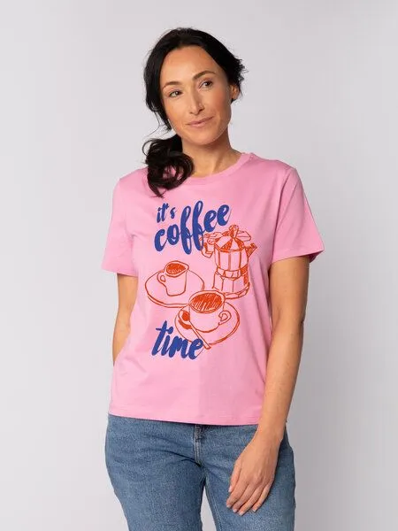 watapparel watapparel T-Shirt Frauen Its coffee time, Bubble pink, – Produktbild 1 von 4