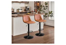 LuxusKollektion Barhocker Barhocker 2er Set höhenverstellbar Lehne drehbar 150kg Braun – Produktbild 1 von 1