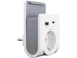 REV REV USB-Ladegerät mit 230 V Steckdose, USB-A, USB-C, Handyablage, weiß – Produktbild 1 von 1