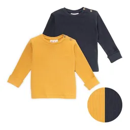 People Wear Organic People Wear Organic Langarmshirt, 2er Pack, uni gelb und dunkelblau, Bio-Baumwolle – Produktbild 1 von 1