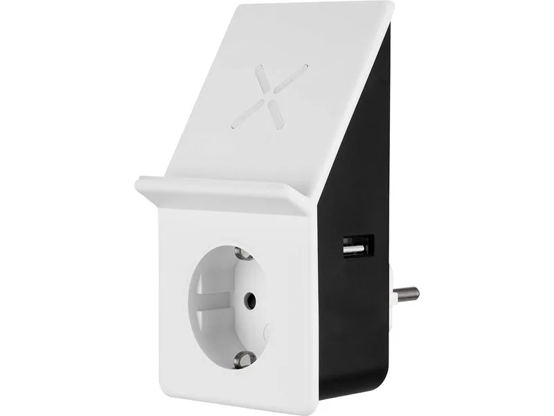 REV USB-Ladegerät mit Induktion, 1x USB- & 1x Schutzk.-Steckdose 3,1A/2,4A, weiß – Produktbild 1 von 1