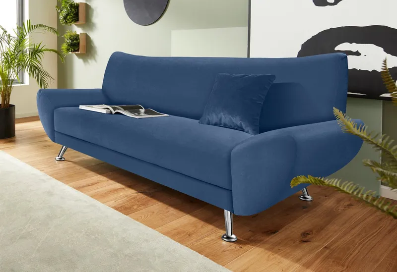 Home affaire 3-Sitzer Saltare elegant & komfortabel, toller Designfuß, bequem, Breite 205cm, Blau, – Produktbild 1 von 5