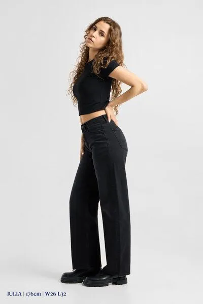 DAWN Damen Jeans ASH Barrel Leg Minimal Stretch DAWN Bio-Baumwolle, Black denim, – Produktbild 2 von 4