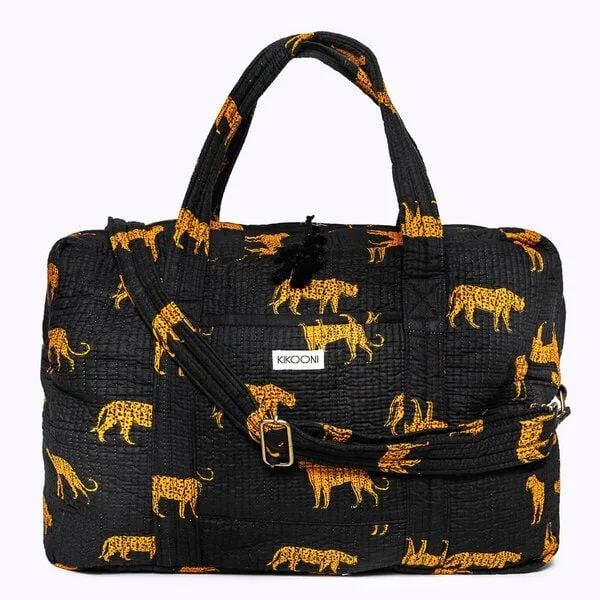 KIKOONI KIKOONI handgefertigte große Reisetasche TRAVELER BAG, Black leopard, – Produktbild 1 von 4