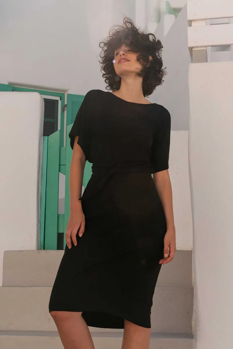 WiDDA WiDDA Damen vegan Wickelkleid Anna, Schwarz, – Produktbild 2 von 2