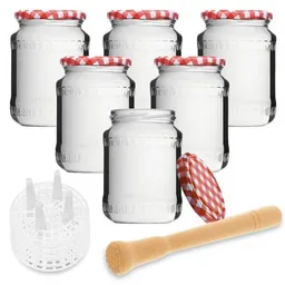 mikken mikken Fermentier Starter Set - 6 Fermentiergläser 720 ml mit Fermentier Gitter, Holzstößel und Deckel – Produktbild 1 von 1