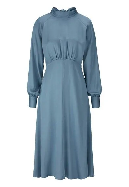 hessnatur hessnatur Kleid Midi tailliert aus LENZING ECOVERO Viskose, Kristallblau, – Produktbild 3 von 4