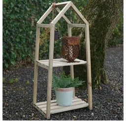 Spetebo Pflanzentreppe Holz Blumenregal mit 2 Ablagen (Packung, 1 St., Regal mit 2 Ablagen), Deko-Regal, Pflanzenregal – Produktbild 1 von 1