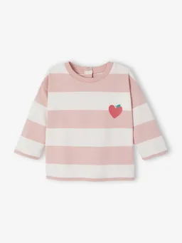 Vertbaudet Baby Ringelshirt mit Druckknopfleiste hinten pudrig – Produktbild 1 von 1