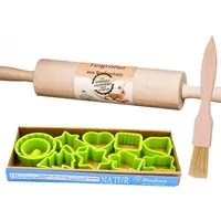 Biodora Biodora Backset – Nudelholz, Küchenpinsel & 11 Bio-Keksausstecher – Buchenholz & Biokunststoff – Made in EU – Produktbild 1 von 1