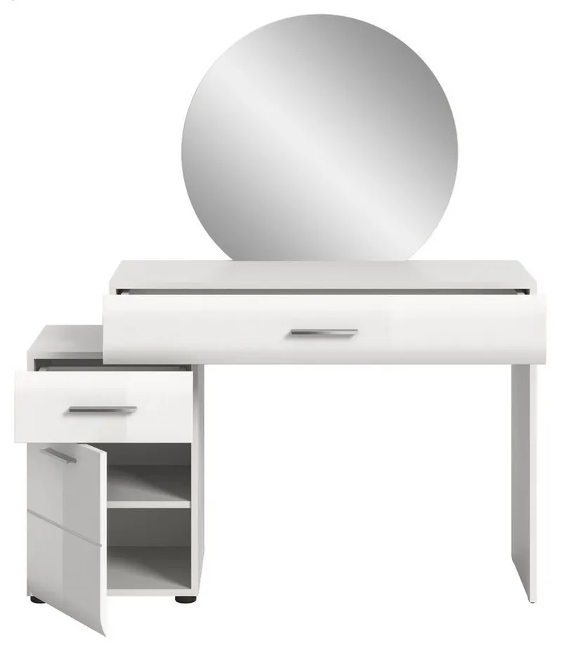 Inn.Furn Schminktisch Freeze (Frisierkommode in weiß Hochglanz, Kosmetiktisch 120 x 138 cm), mit Spiegel, Weiß, – Produktbild 5 von 5