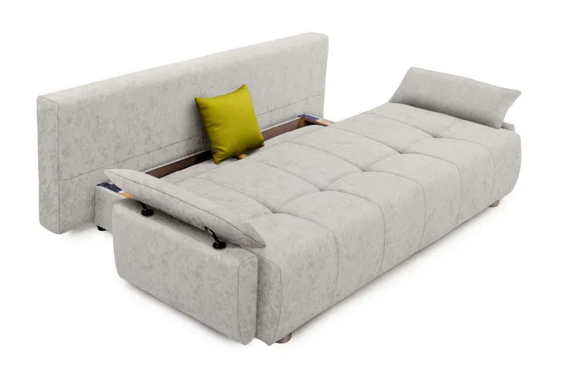 COLLECTION AB Schlafsofa Funtastic, B: 212 cm, Liegefl. 145x187 cm, Armteilverstellung,in Cord, Schlaffunktion, Bettkasten & Zierkissen, Gästebett mit Federkern, Grau|silberfarben, – Produktbild 5 von 5