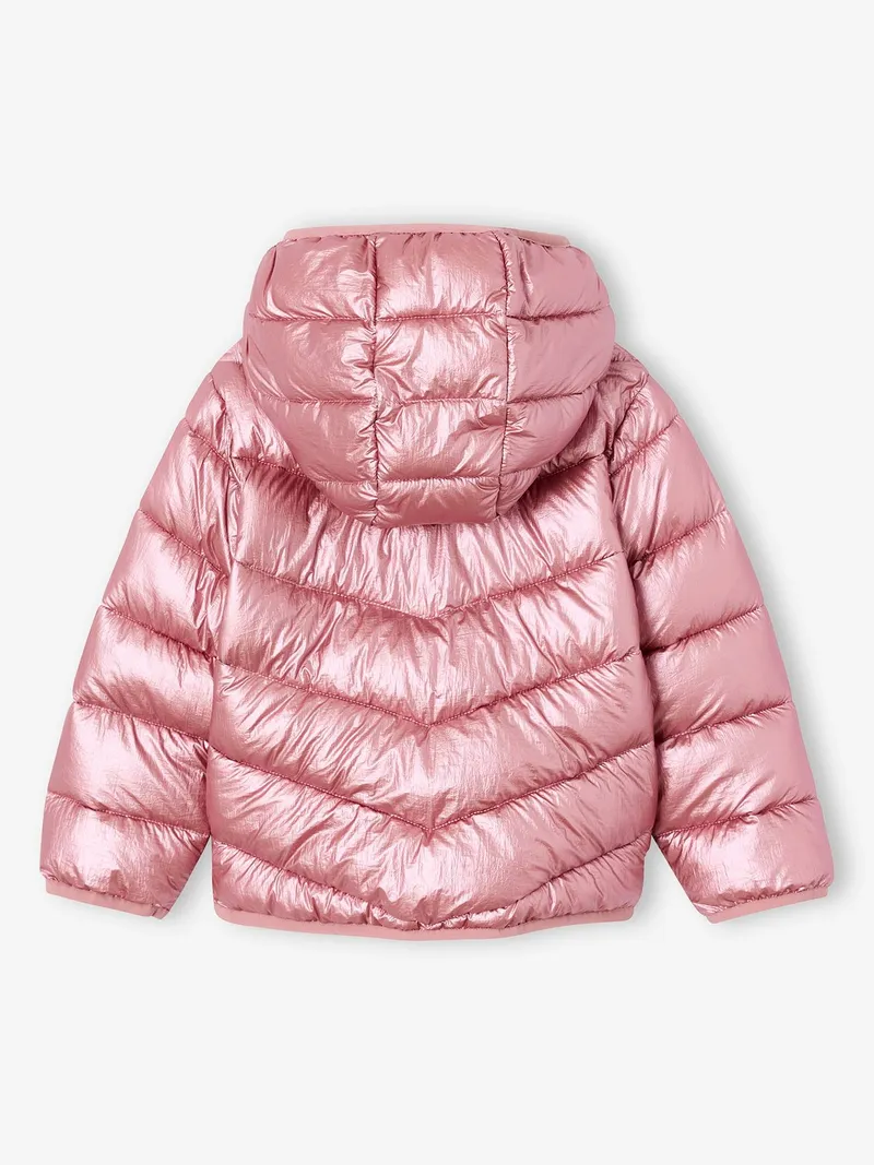 Vertbaudet Vertbaudet Glänzende Steppjacke mit Kapuze Mädchen, Hellrosa, – Produktbild 2 von 4