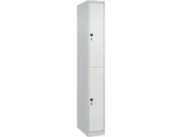 C+P C+P Doppelstock-Spind Classic PLUS, 2 Fächer, 1850x250x500mm, Lichtgrau/Verkehrsweiß – Produktbild 1 von 1