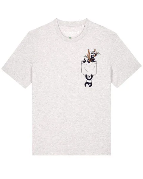 watapparel watapparel T-Shirt Unisex Pocket Pandas, Cool heather grey, – Produktbild 1 von 4