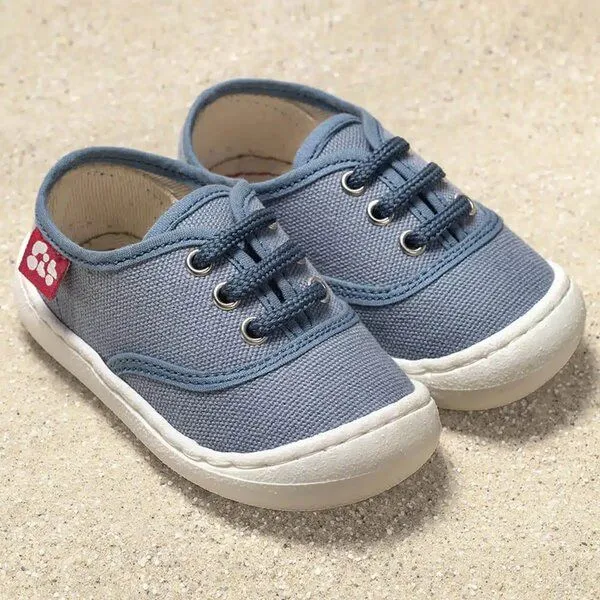 Pololo Pololo leichter Sommersneaker "Pepe" aus Baumwolle (Bio kbA), Größen 20-27, Grau, – Produktbild 1 von 4