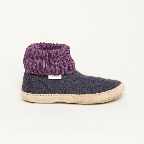 Gottstein Gottstein Hüttenschuh Dakota - Hoher Filzhausschuh für Damen & Herren aus 100% Schurwolle mit extra bequemer Ledersohle & elastischem Strickbund, Lila, – Produktbild 4 von 4