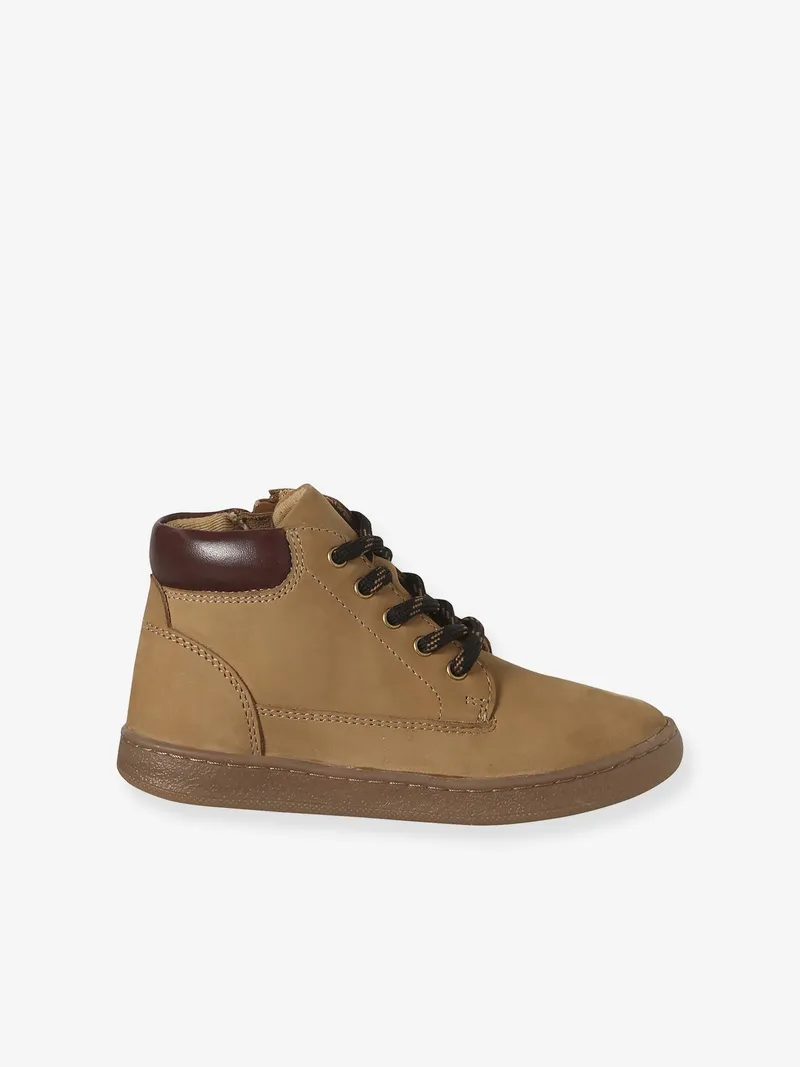 Vertbaudet Vertbaudet Boots aus Leder mit kontrastierendem Schaft und Zierschnürung für Kinder, Beige, – Produktbild 2 von 4