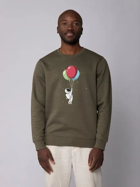 watapparel watapparel Sweatshirt Unisex Little Balloon Astronaut, Khaki, – Produktbild 2 von 4