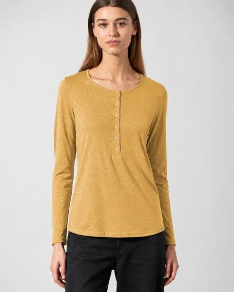 HempAge HempAge Damen Longsleeve Hanf/Bio-Baumwolle, Dijon (gelb), – Produktbild 1 von 4