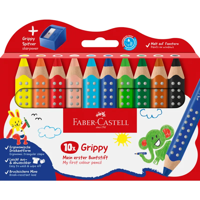 Faber-Castell Faber-Castell 10er-Set Buntstifte "Grippy" mit Spitzer – Produktbild 1 von 2