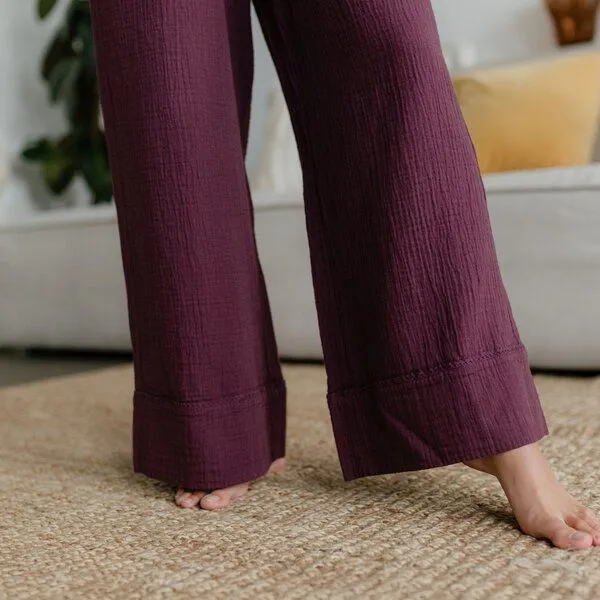 NORDLICHT NORDLICHT Musselin Hose Hilla aus 100% Bio-Baumwolle, Cherry (rot), – Produktbild 3 von 4