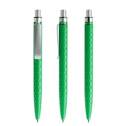 prodir prodir® Druckkugelschreiber QS01 PMS Push, blaue Mine, hellgrün/silber satiniert, Silber / hellgrün, – Produktbild 1 von 1