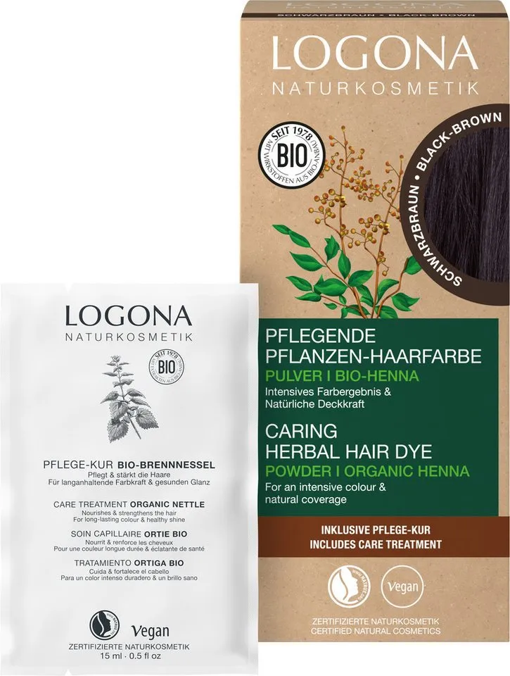 LOGONA LOGONA Pflanzen-Haarfarbe-Pulver schwarzbraun – Produktbild 1 von 6
