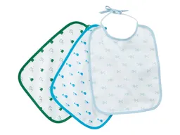 HANS NATUR Lätzchen mit Bindebändern Bio Baumwolle 3er-Set grün-petrol-blau Maße 32 x 26 cm – Produktbild 1 von 1
