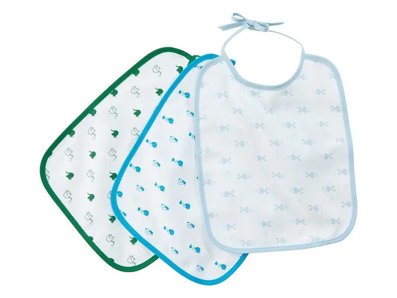 HANS NATUR Lätzchen mit Bindebändern Bio Baumwolle 3er-Set grün-petrol-blau Maße 32 x 26 cm, Mehrfarbig, – Produktbild 1 von 1