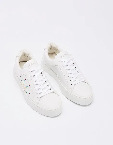 NINE TO FIVE NINE TO FIVE #gràcia - minimalistischer Damen Laced Sneaker aus Bioleder, Rainbow star, – Produktbild 3 von 4