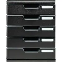 Exacompta Exacompta Schubladenbox Modulo "ECOBlack", DIN A4+, 5 Schubladen geschlossen, schwarz – Produktbild 1 von 1