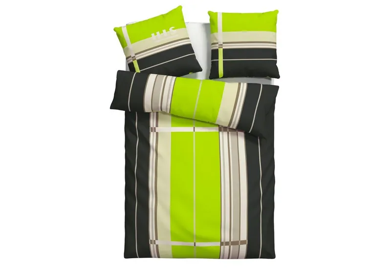 OTTO home Bettwäsche Golfi in Gr. 135x200 oder 155x220 cm, Linon, 2 teilig, sportliche Streifen Bettwäsche aus Baumwolle, Marke H.I.S by OTTO home, Grün, – Produktbild 2 von 6