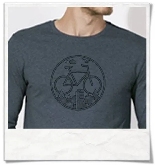 Picopoc Picopoc Fahrrad / Bike / Stadt / Land / Natur / outdoor / Langarm T-Shirt, Blau, – Produktbild 3 von 4