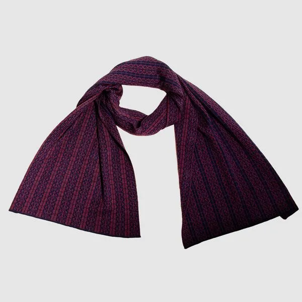 LANARTO slow fashion LANARTO slow fashion Schal Muster 'Peking' zweifarbig gestrickt aus mulesingfreier Merinowolle, Blau (nacht), – Produktbild 3 von 3