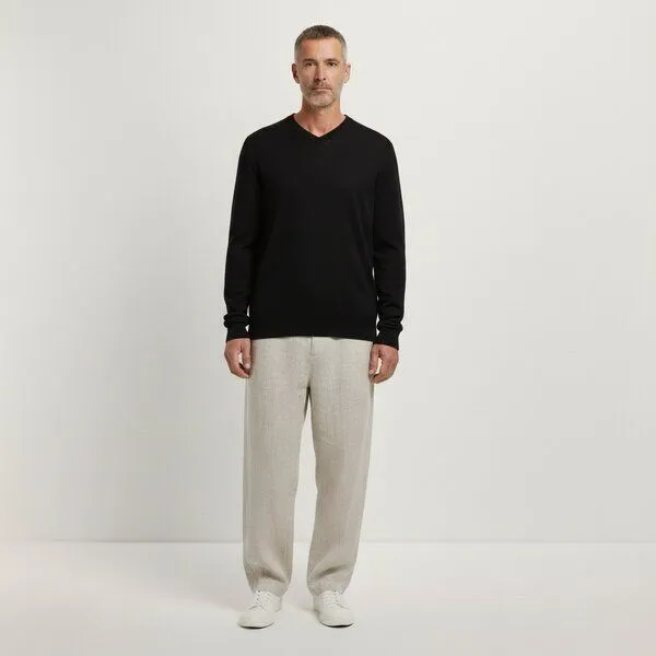 YTWOO YTWOO Herrenpullover mit V-Ausschnitt, Schwarz, – Produktbild 1 von 3