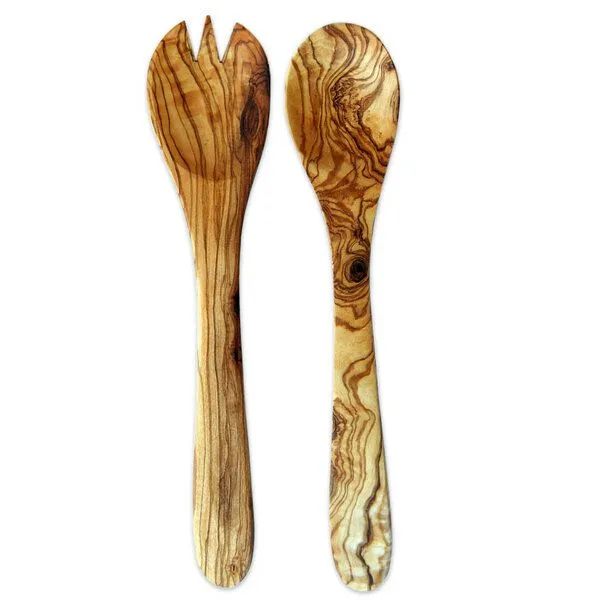 Olivenholz erleben Olivenholz erleben 4-tlg. Set: Kochlöffel rund, Pfannenwender glatt, Salatbesteck L30 – Produktbild 3 von 4