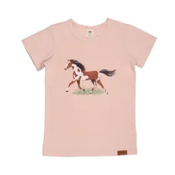 Walkiddy Kleinkinder T-Shirt GOTS zertifiziert Bio-Baumwolle 95/5 Elasthan Rosa Pferdemotiv „The Horses“ weich – Walkiddy – Produktbild 1 von 1