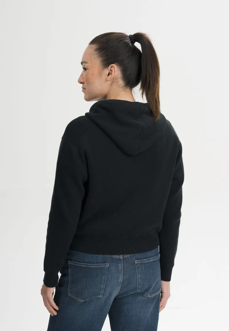 MELA MELA Damen vegan Strick Hoodie Janisha Black, Schwarz, – Produktbild 1 von 2