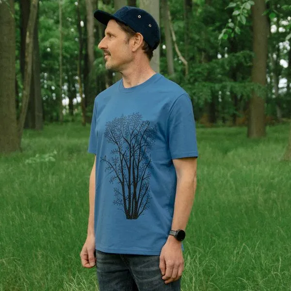 Cmig Cmig Herren T-Shirt Erle mit Elster / T-Shirt mit Baum, Mindful blue, – Produktbild 1 von 4