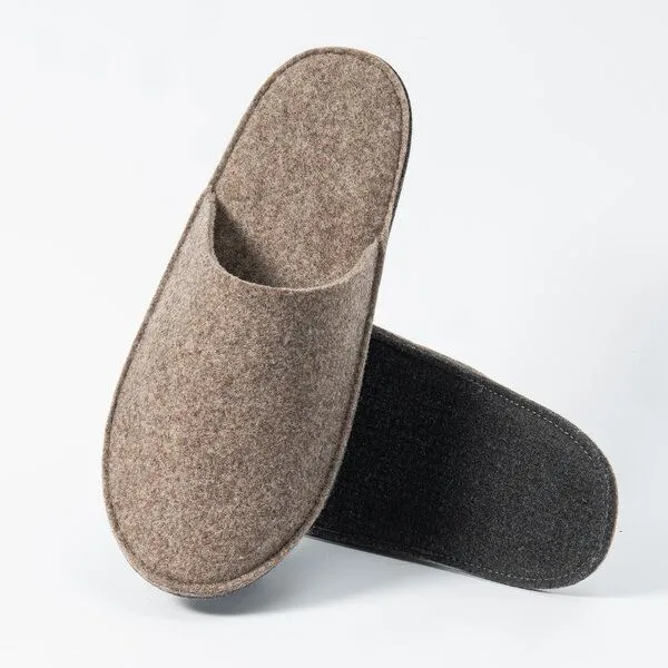 easy and green easy and green Gästehausschuhe Filz mit Anti-Rutsch Sohle Hausschuhe für Gäste aus weichem Wollfilz - Gästepantoffeln Guest slippers (EU 38-44), Beige, – Produktbild 1 von 4