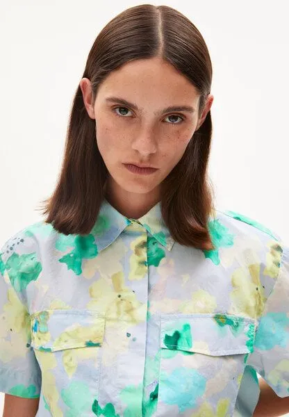 ARMEDANGELS ARMEDANGELS ELIANAA AQUA FLORAL - Damen Bluse Relaxed Fit aus Bio-Baumwolle, Morning sky, – Produktbild 3 von 4