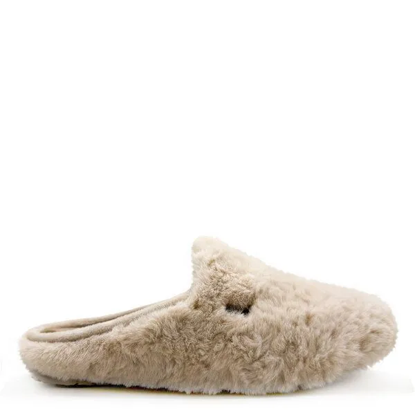 thies Hausschuh "thies ® Rec Fluffy Slipper" aus rec. PES, Beige, – Produktbild 1 von 4