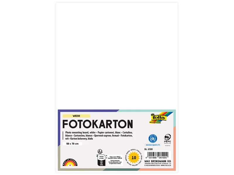 folia folia Fotokarton, 300 g/m², 50 x 70 cm, 10 Bogen, weiß – Produktbild 1 von 1