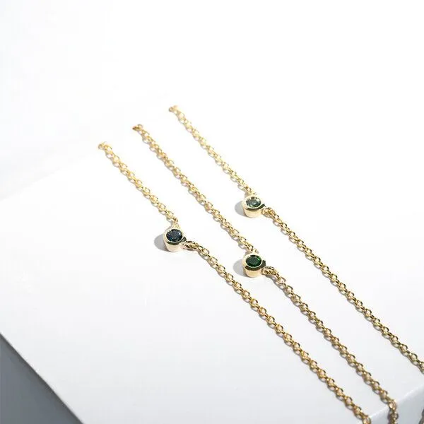 Eppi Eppi Silberne minimalistische Kette mit einem Londoner Topas Glosie, Gelb, – Produktbild 4 von 4