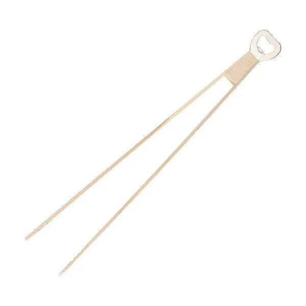 elasto elasto Grillzange aus Holz mit Flaschenöffner, Natur, – Produktbild 3 von 5