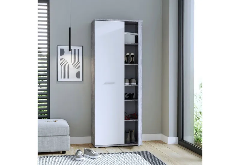 FORTE Schuhschrank Netty Höhe ca, 179 cm, Grau, – Produktbild 1 von 5