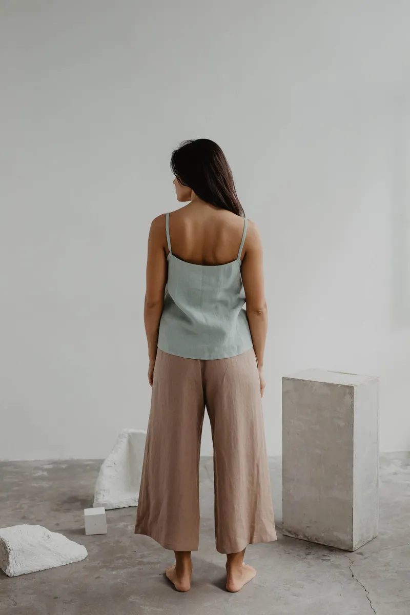 AmourLinen AmourLinen Damen vegan Hose Tokyo Altrosa, Hellbraun, – Produktbild 2 von 2